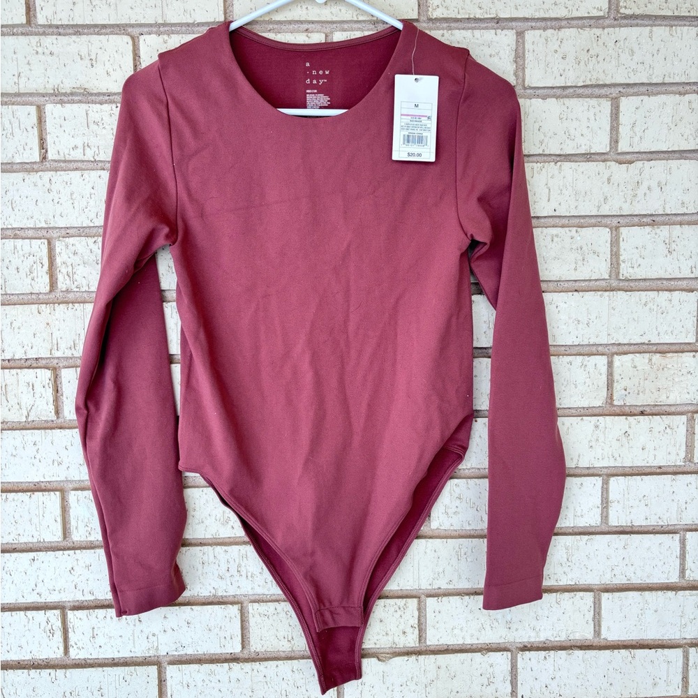 A New Day long sleeve bodysuit mauve/rust -NWT